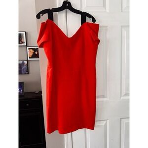 SWEET LOLA‎ Red Off Shoulder V Neck Ruffle Sleeve Mini Dress Size